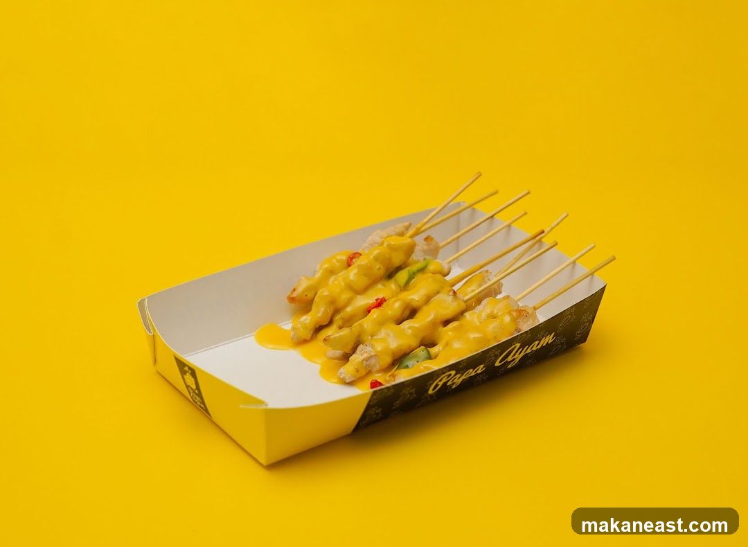 Chicken Satay with Cheese Sauce