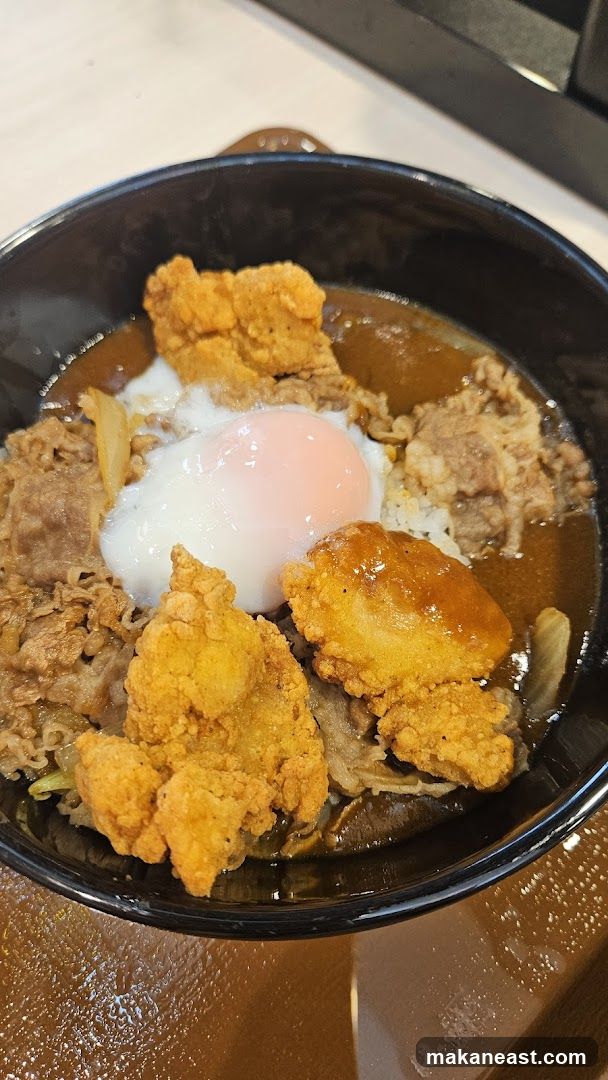 Curry Rice Bowl with Fried Chicken and Beef