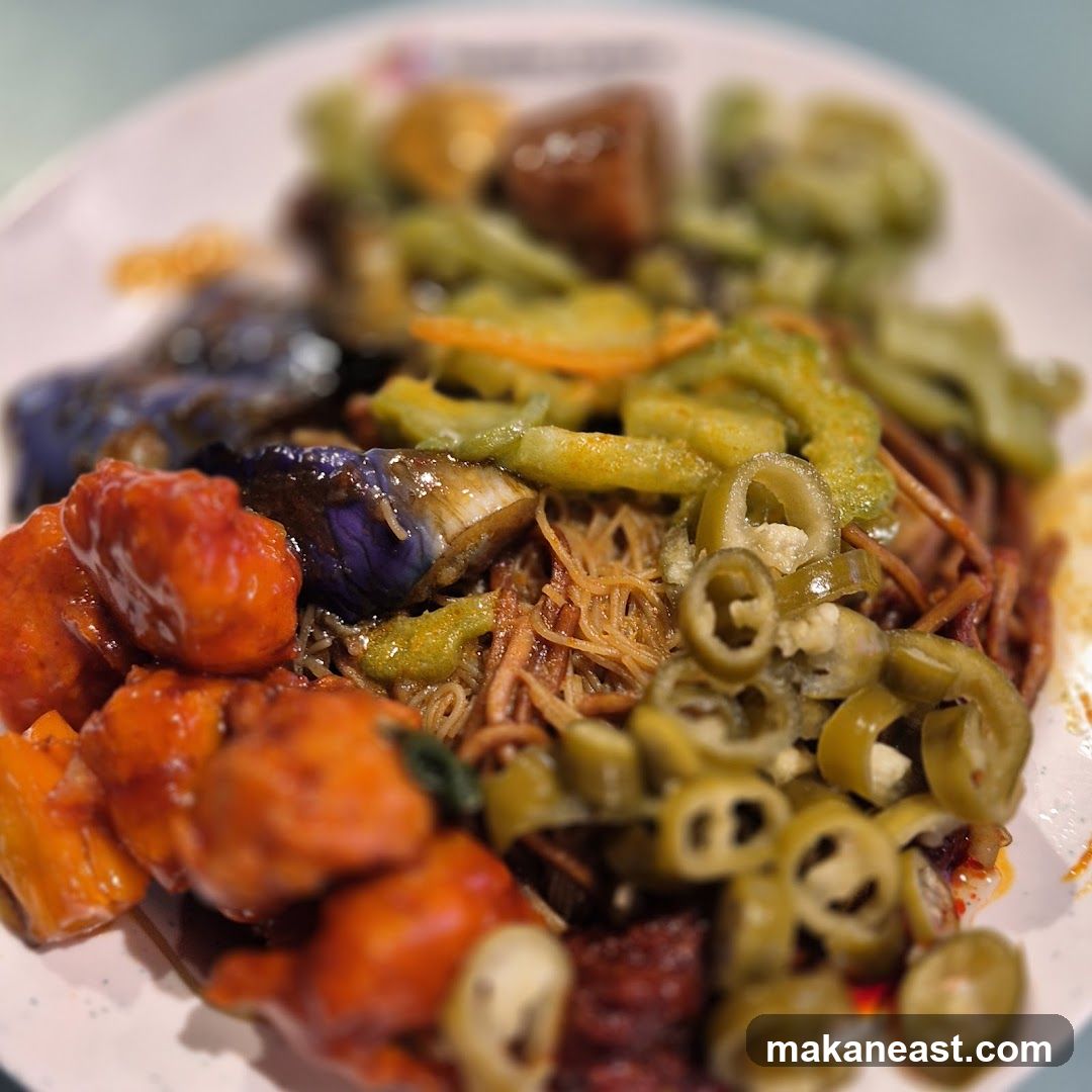 Plate of Noodles with Various Toppings