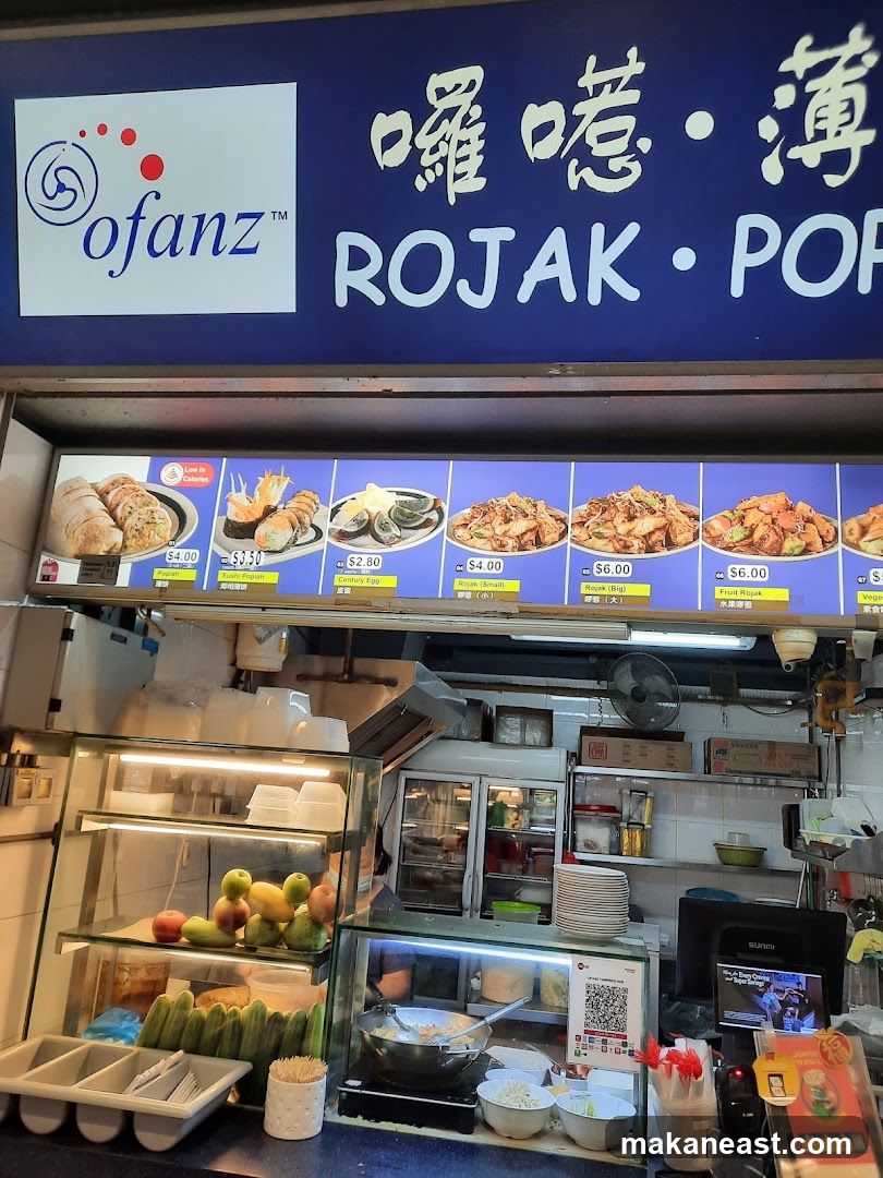 Food stall with menu and food items