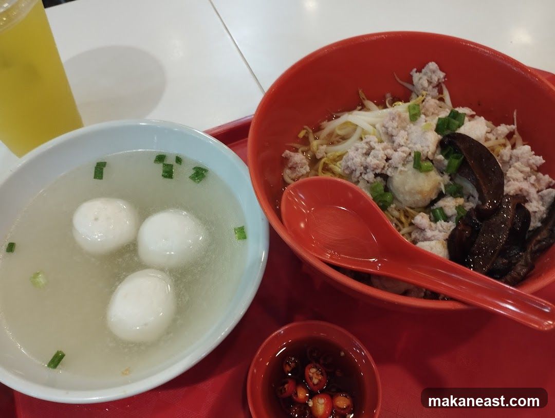 Noodles with Minced Pork and Fish Balls