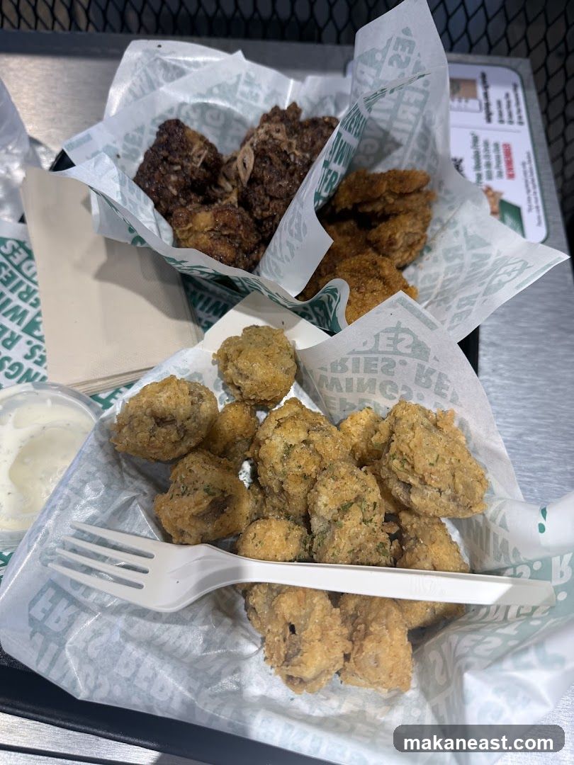 Fried Mushrooms and Wings