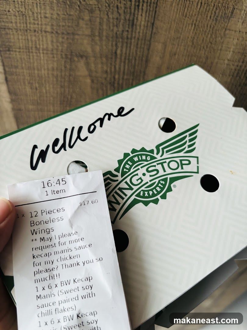 Wing Stop Receipt and Packaging