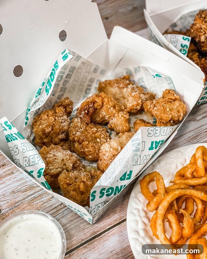 Fried Chicken Bites and Curly Fries