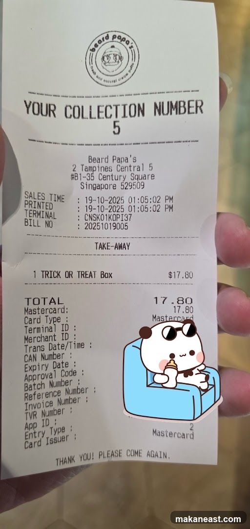 Beard Papa's Receipt