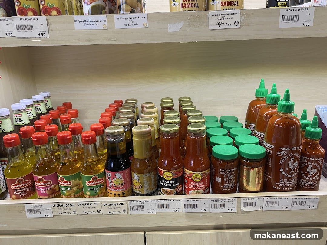 Condiments and Sauces on Shelves