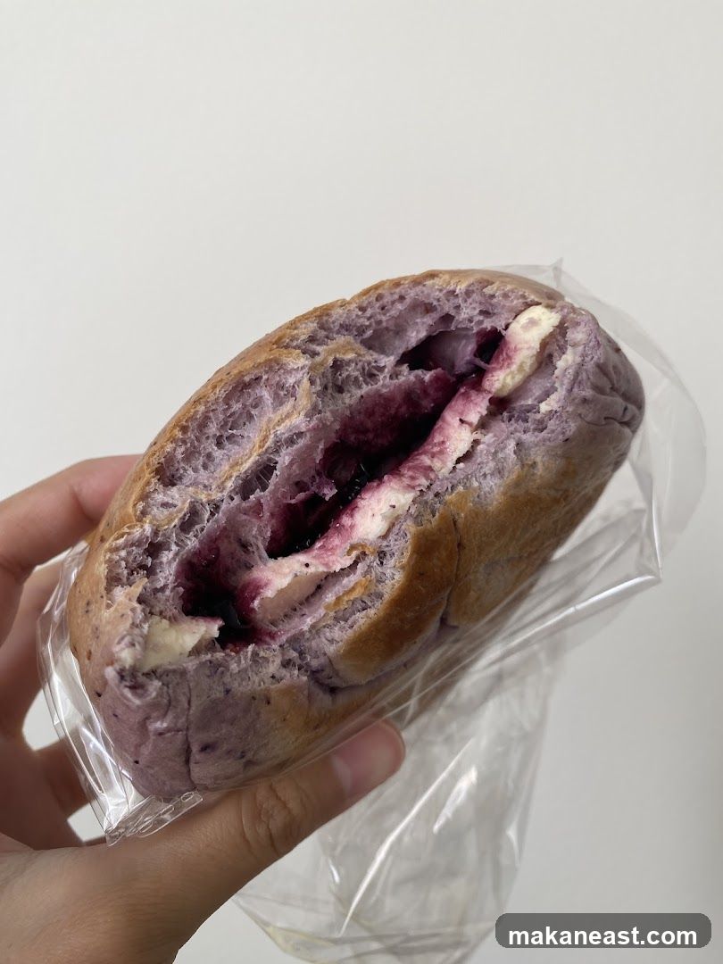 Purple Bread with Cream and Jam Filling