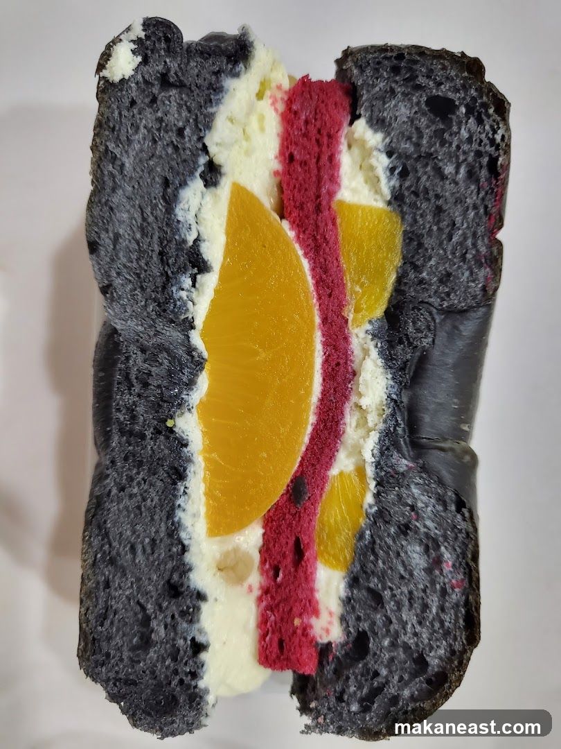Black Bread Sandwich with Cream and Fruit