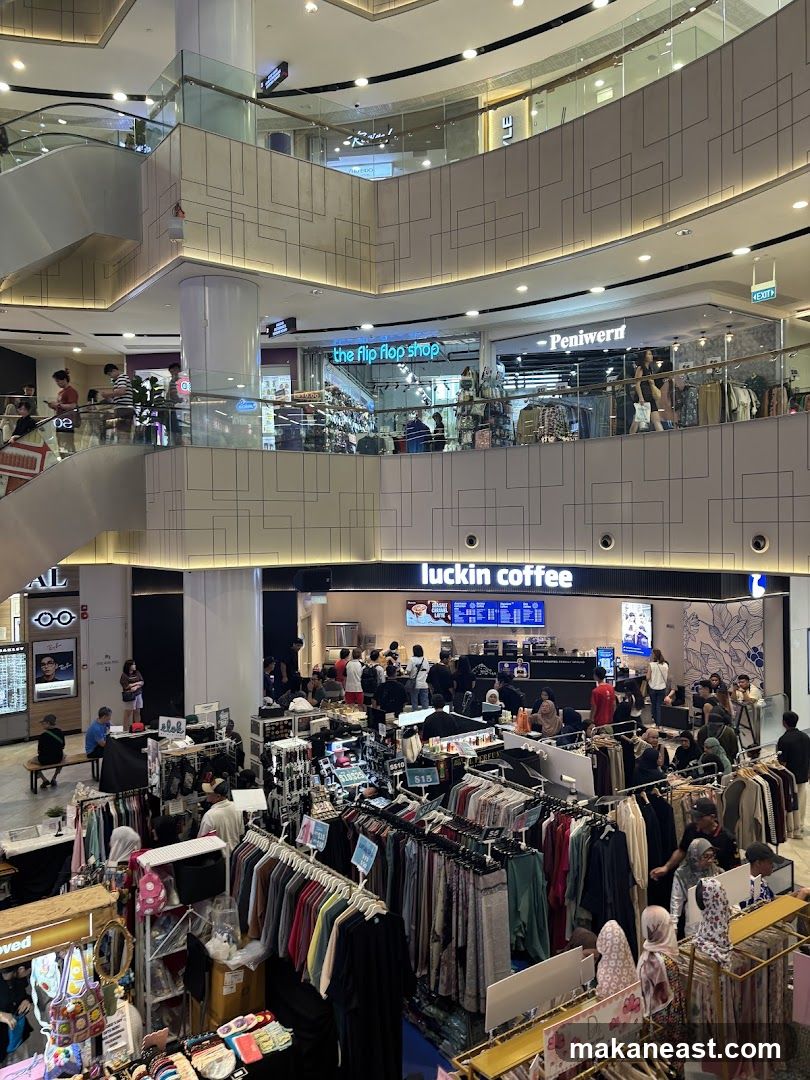 Busy shopping mall interior