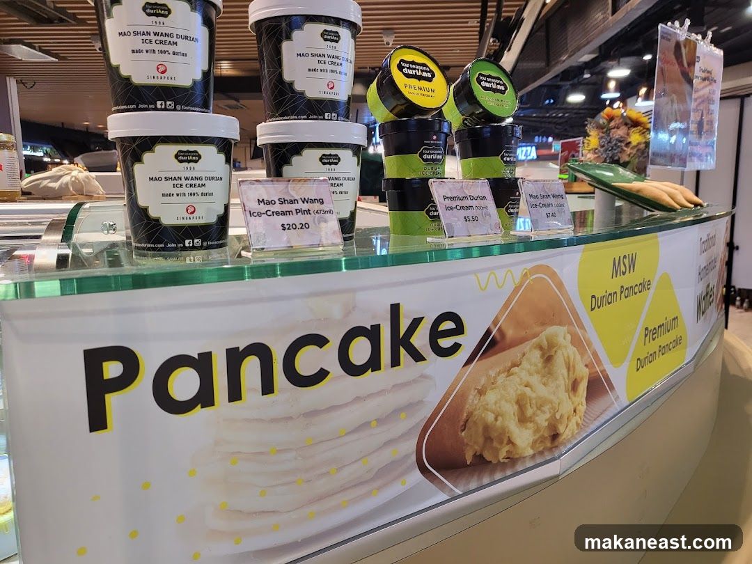 Durian Ice Cream and Pancake Display