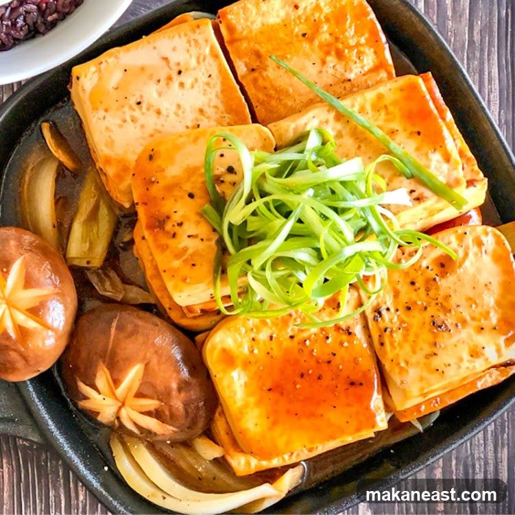 Pan-fried Tofu with Mushrooms and Onions