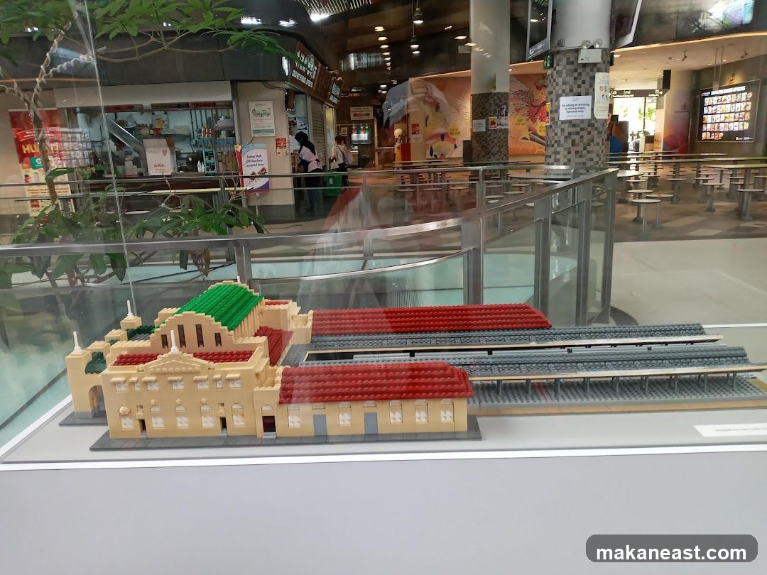 Lego Model of a Building and Train Tracks