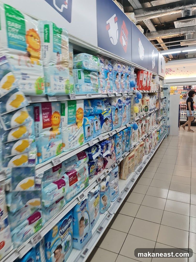 Diaper Aisle in a Supermarket