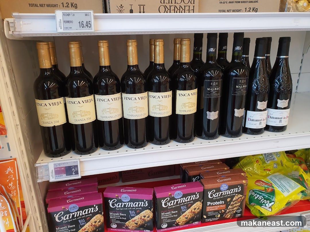 Wine and Snack Bars on Shelves