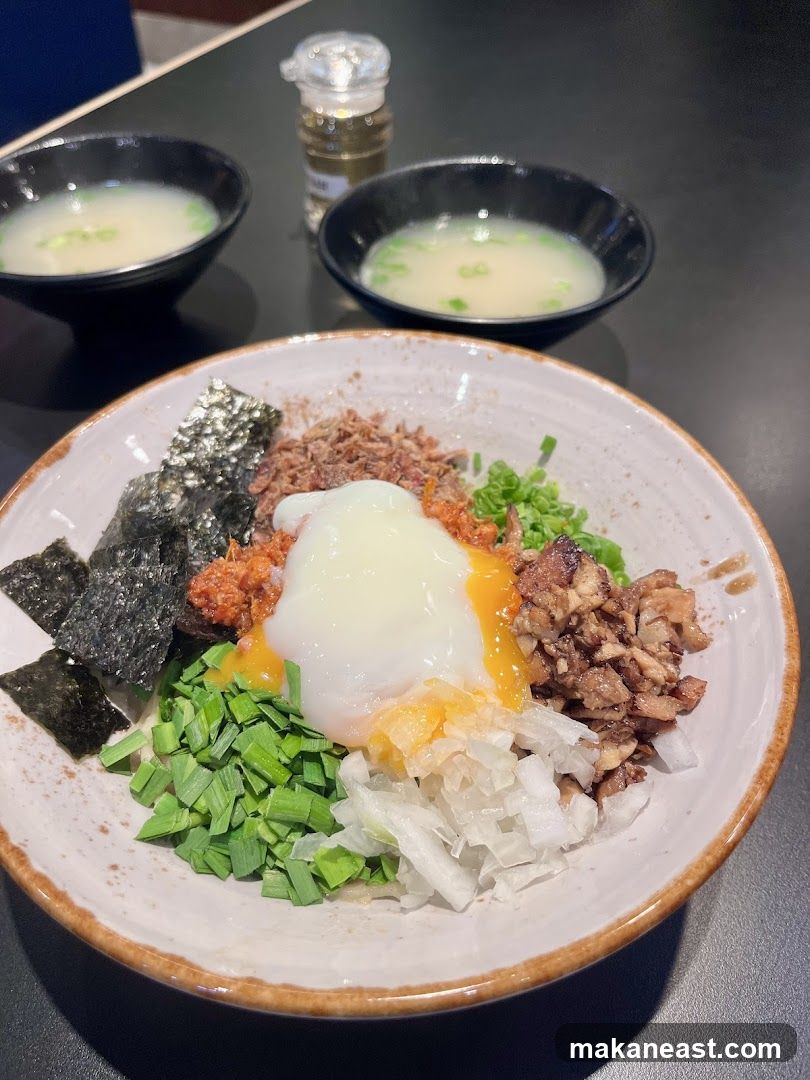 Bowl of food with soup