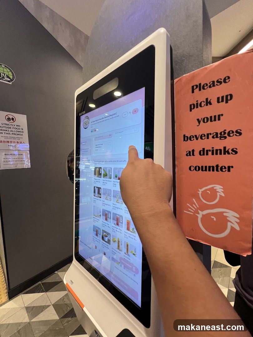 Self-order kiosk with menu