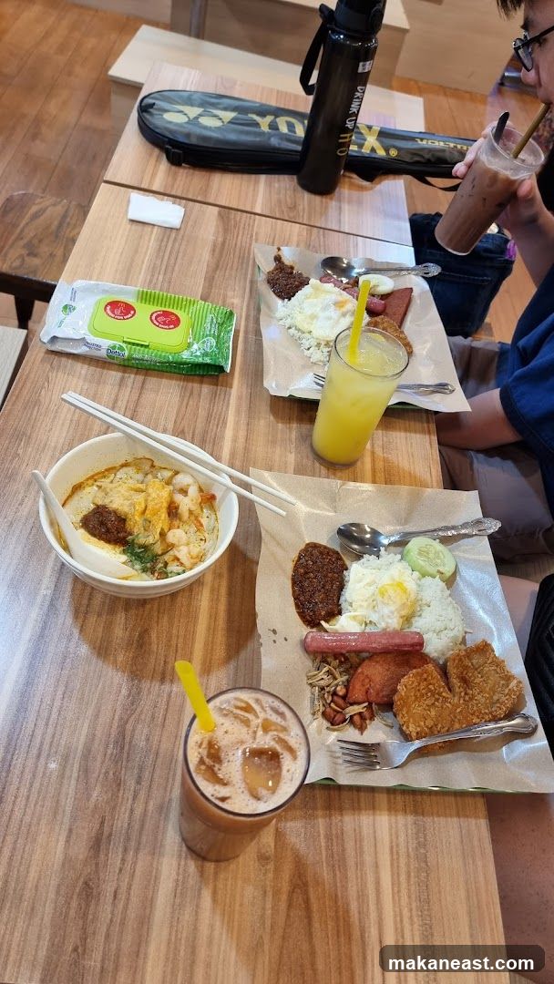 Table with food and drinks