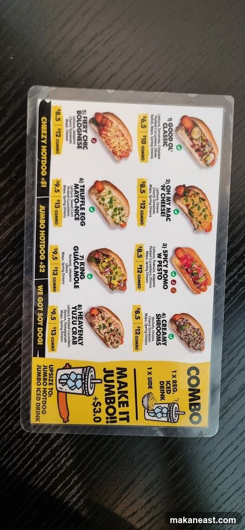 Hot Dog Menu