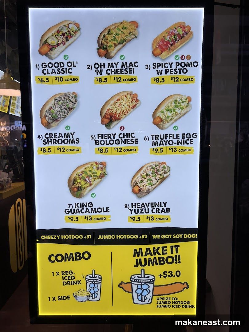 Hot Dog Menu
