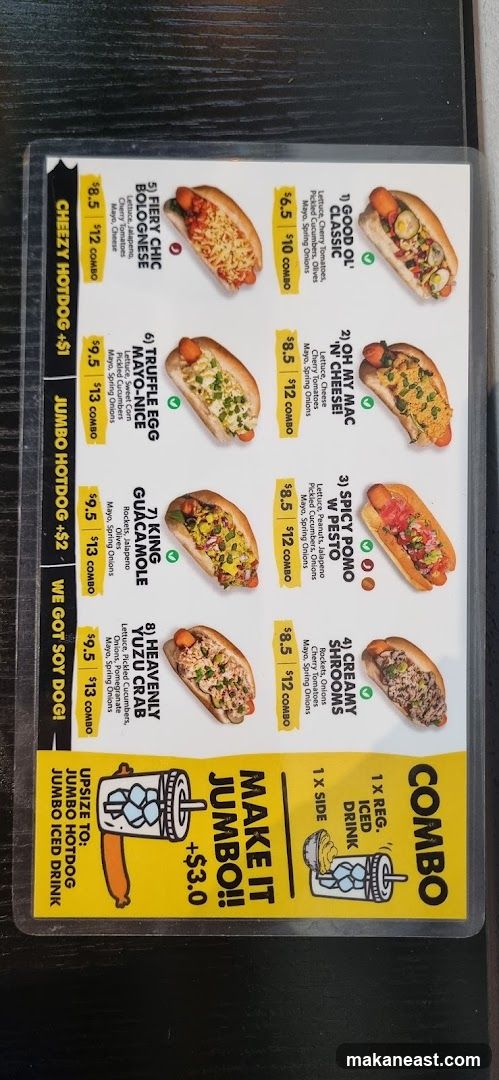 Hot Dog Menu