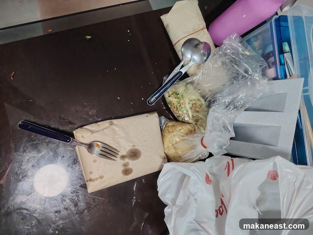 Food and Utensils on Table