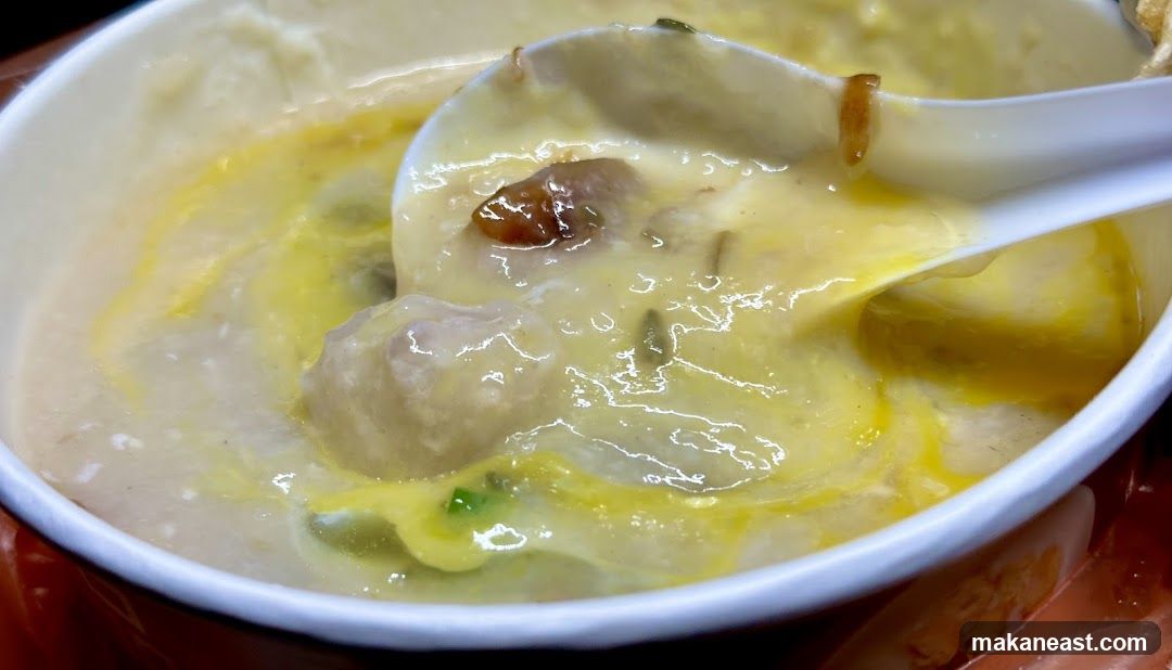 Congee with Egg and Meatballs