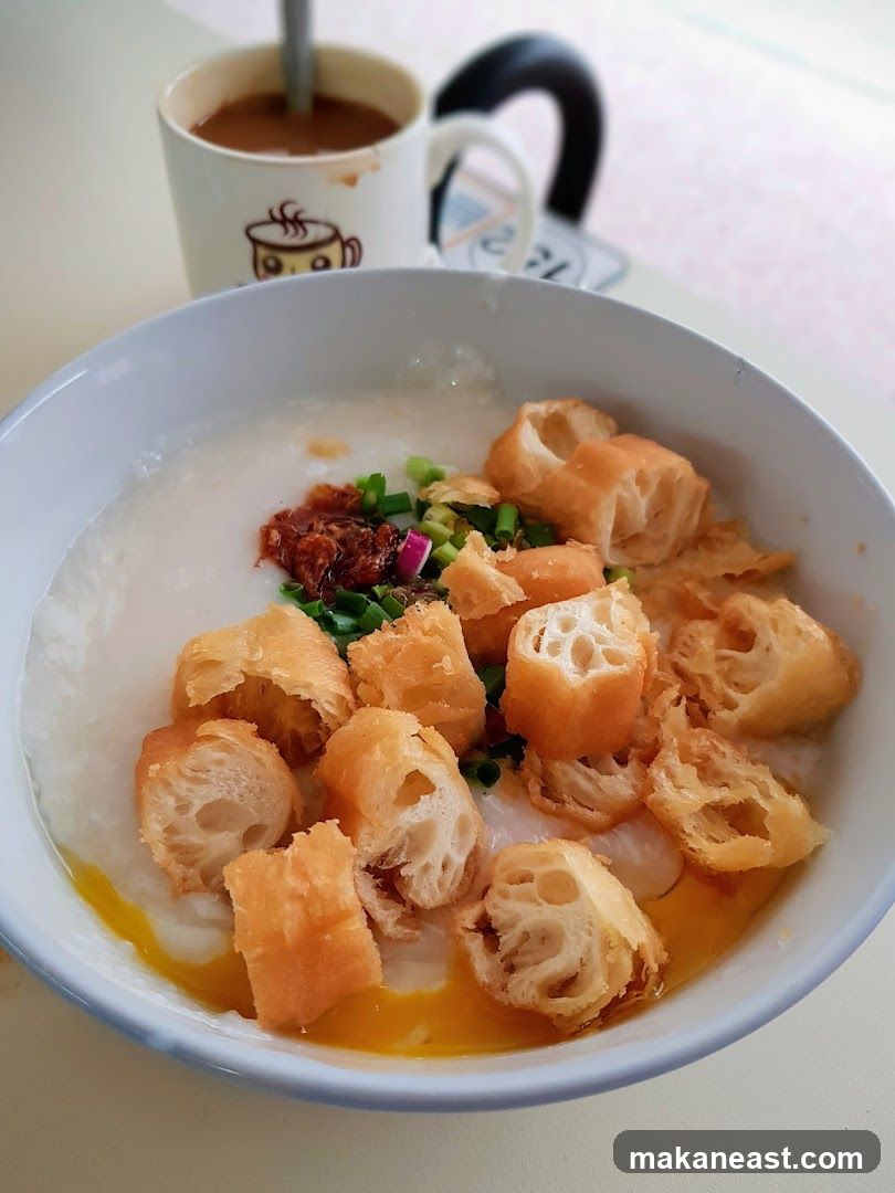 Congee with Fried Dough Sticks and Coffee