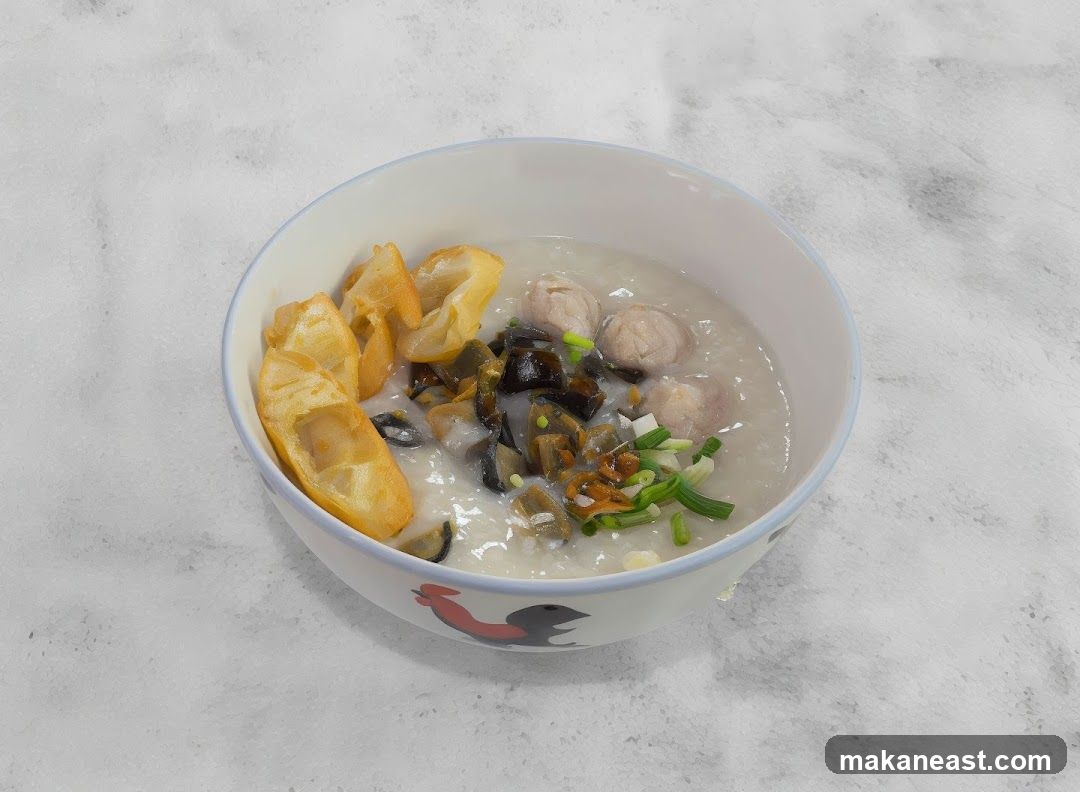 Congee with Century Egg and Meatballs
