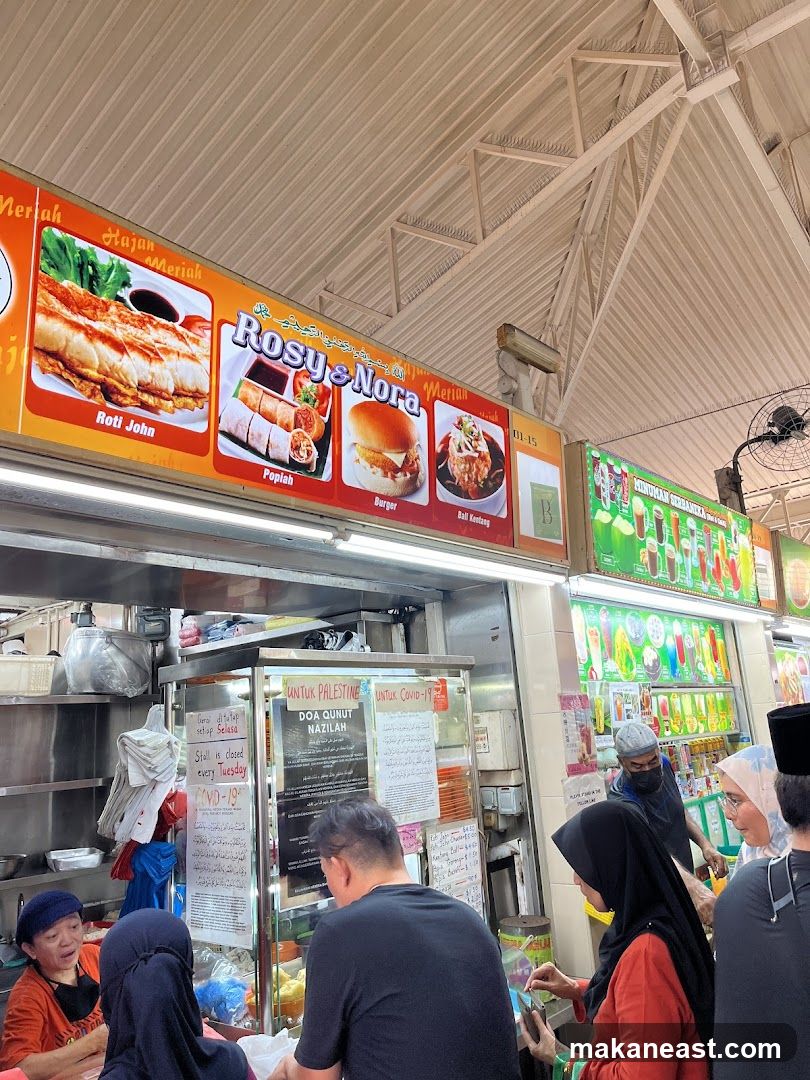 Food Stall with Menu and People
