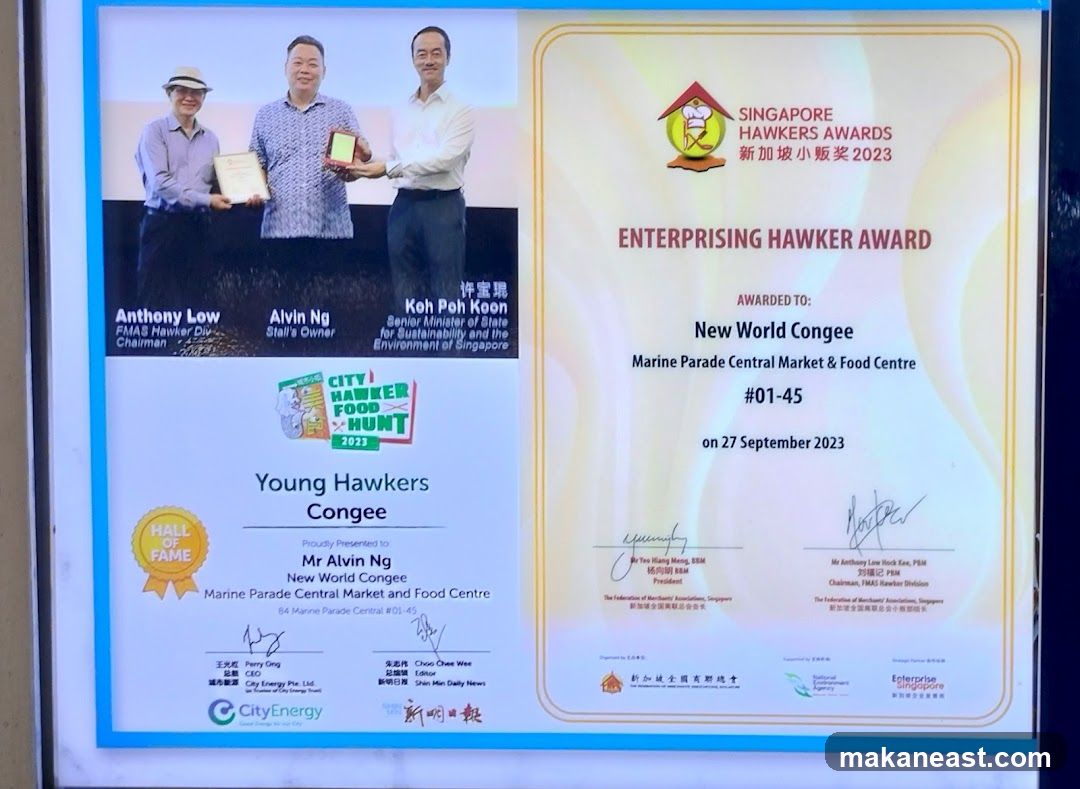 Singapore Hawkers Awards Certificate