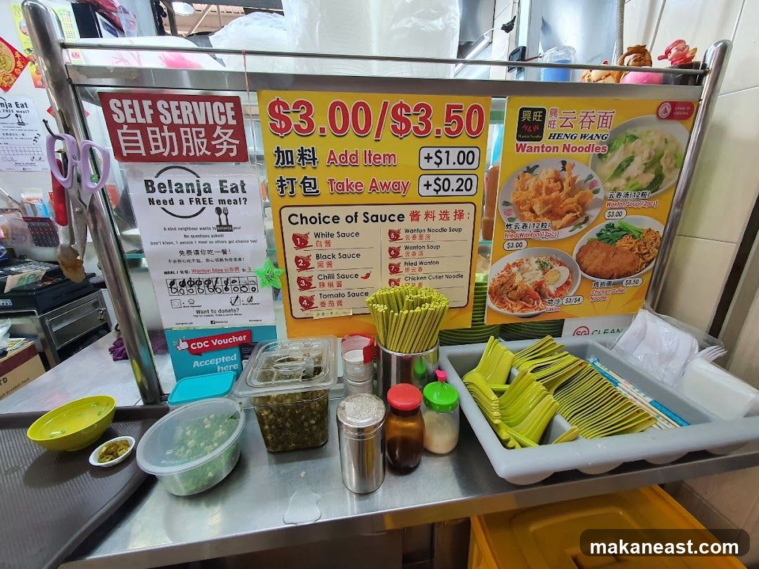 Food Stall Menu and Condiments
