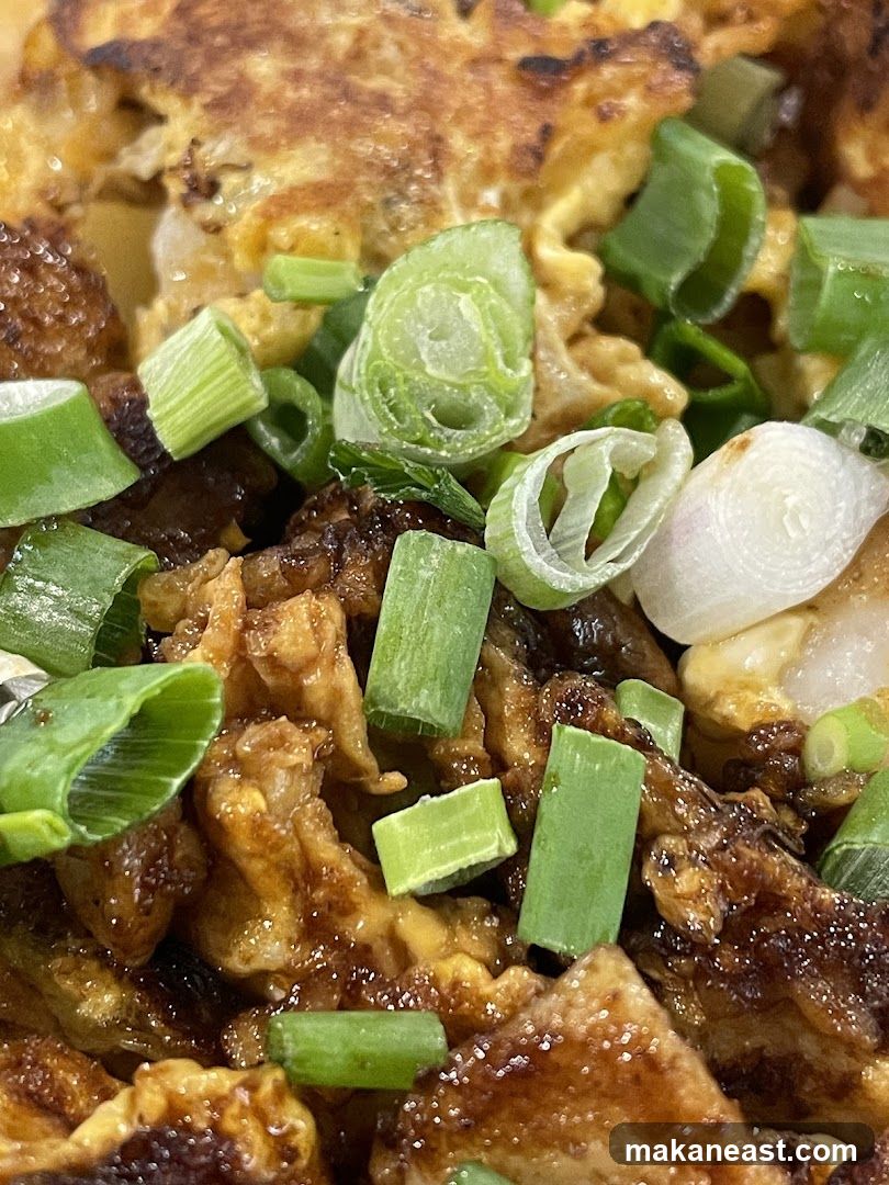 Close-up of Stir-fried Dish with Scallions