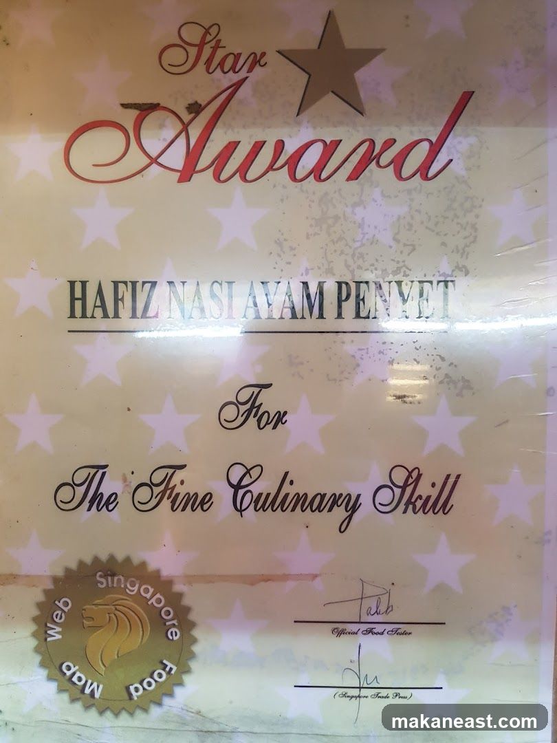 Star Award for Hafiz Nasi Ayam Penyet