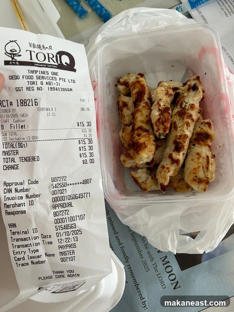 Yakitori Receipt and Food