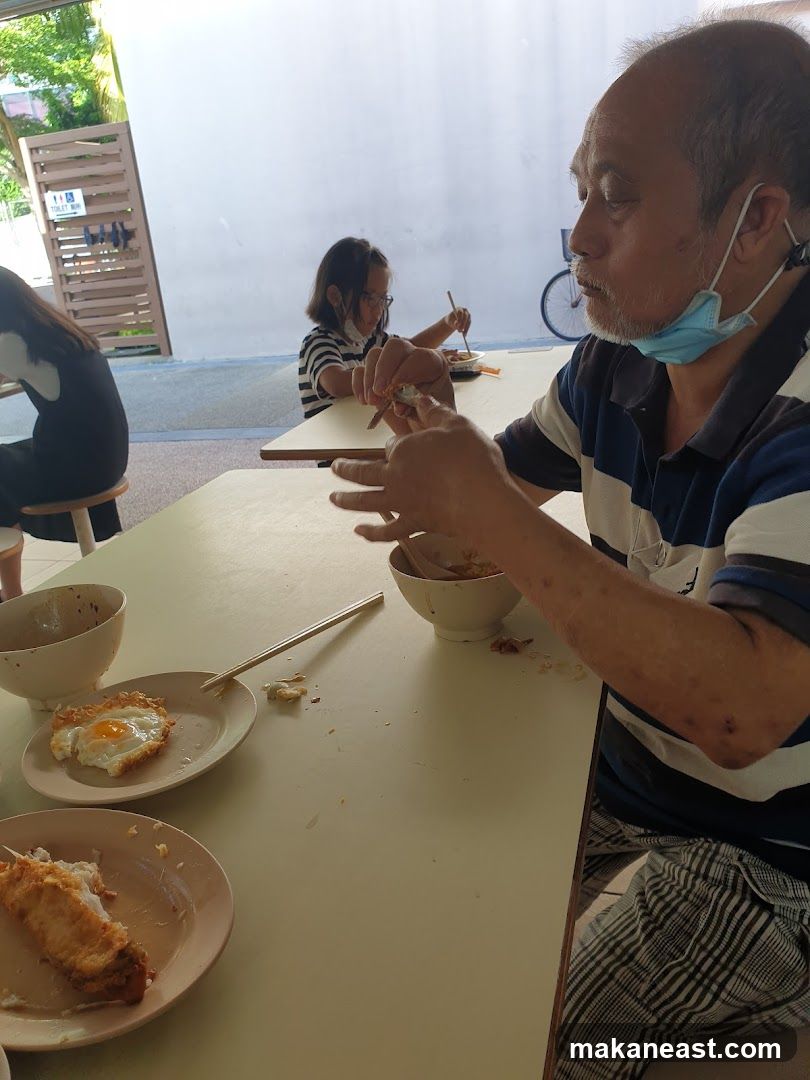 People eating at tables