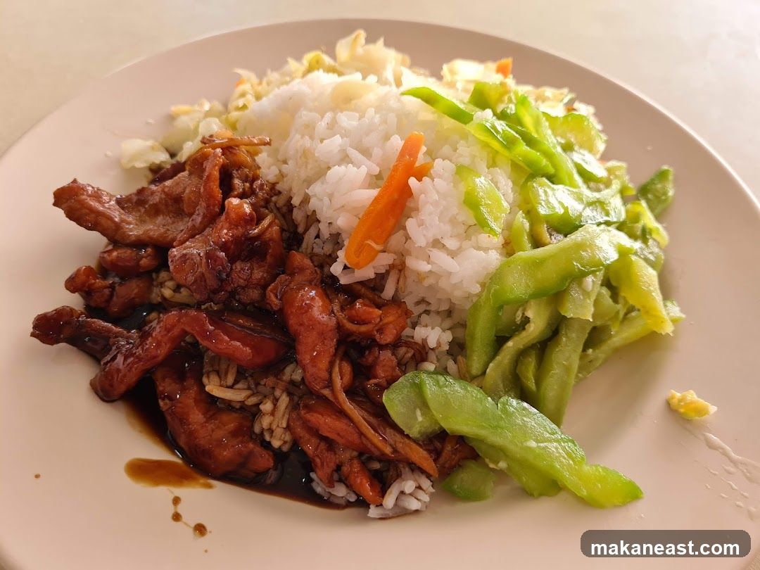 Plate of Rice with Meat and Vegetables