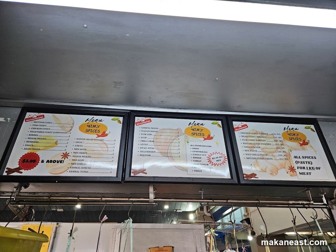 MIM'S SPICES Menu