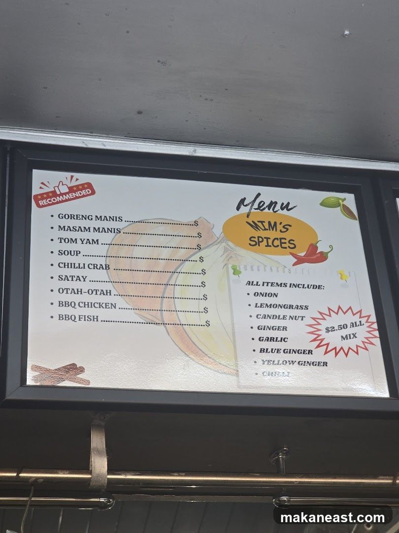 Mim's Spices Menu