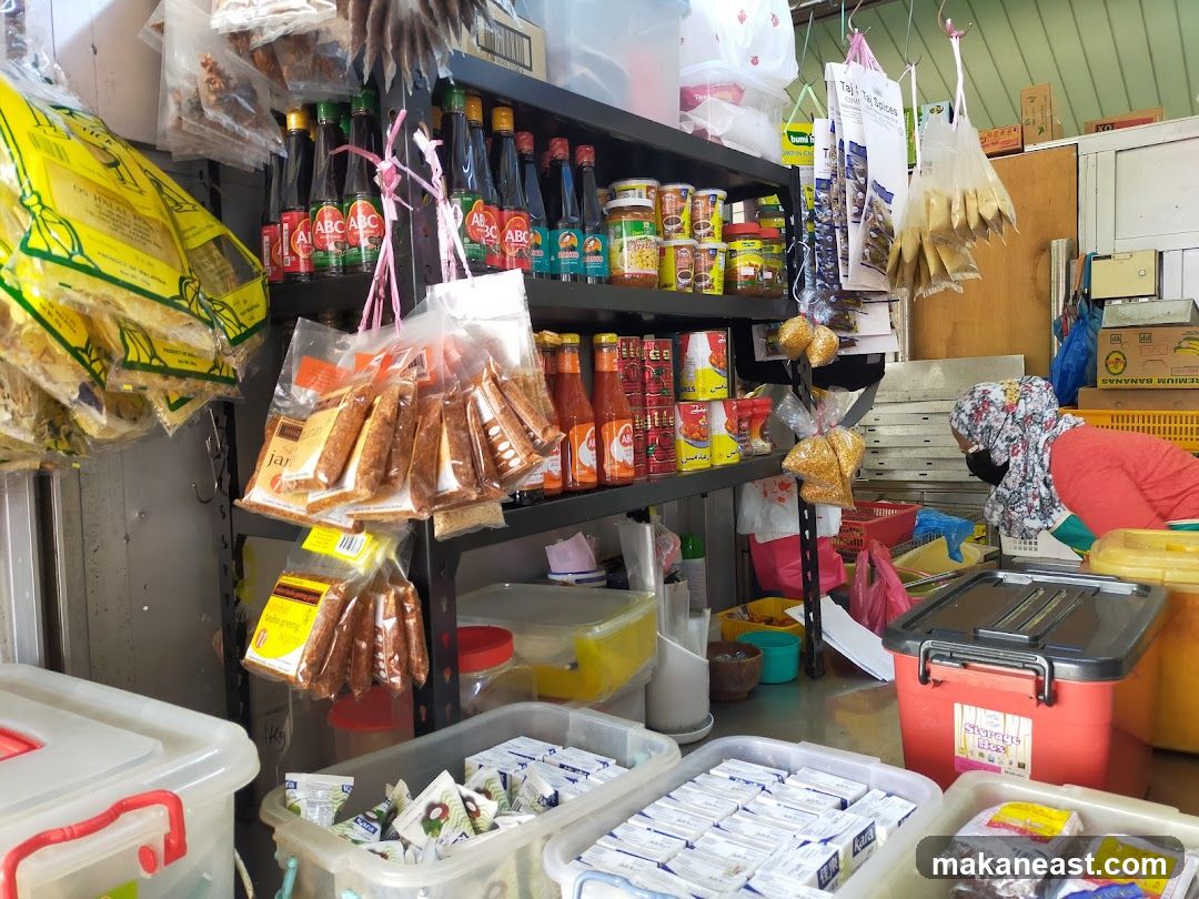 Stall with various food products
