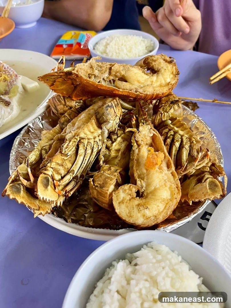 Plate of cooked crayfish with rice