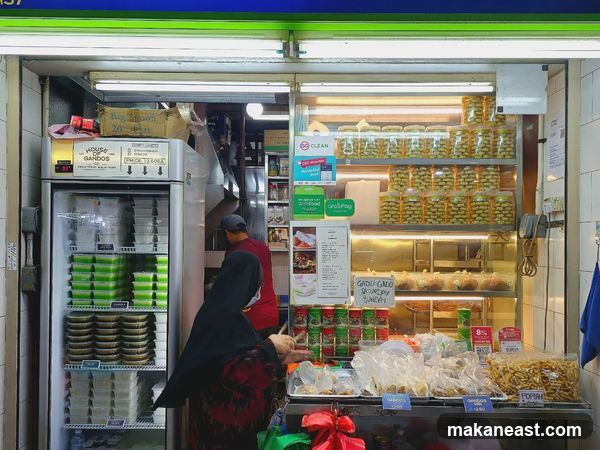 Food stall with various snacks and dishes