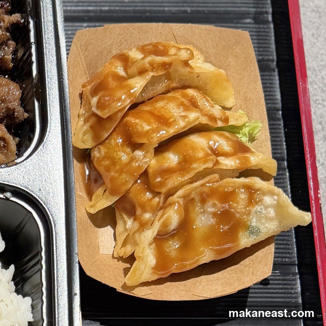 Pan-fried dumplings with sauce