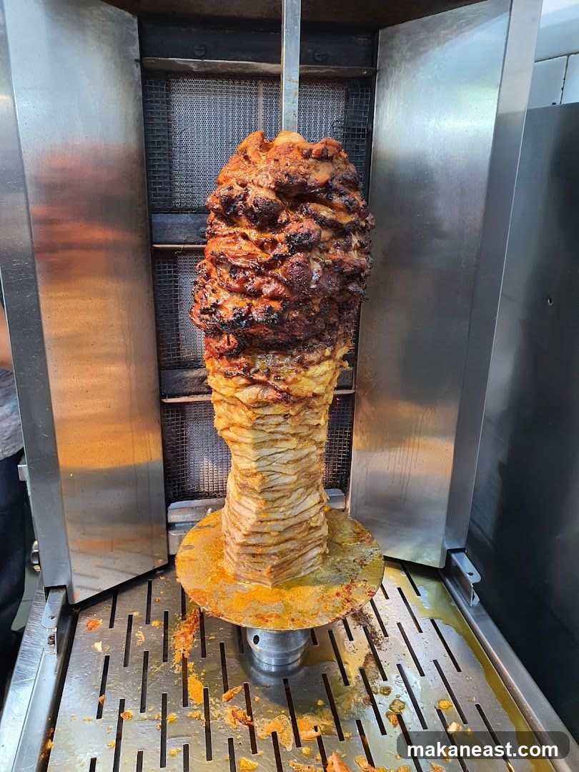 Shawarma Meat on a Vertical Rotisserie