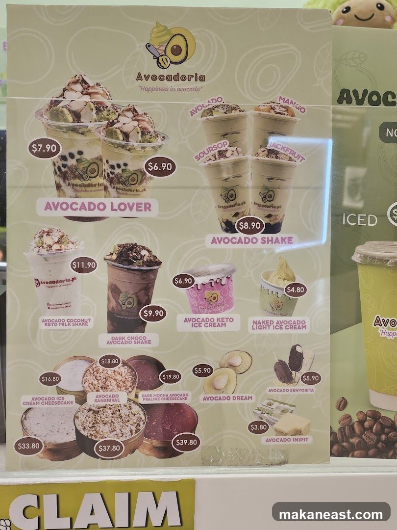 Avocadoria Menu