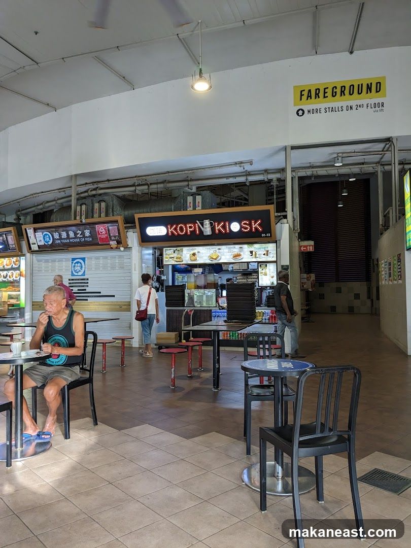 Food court with stalls and seating