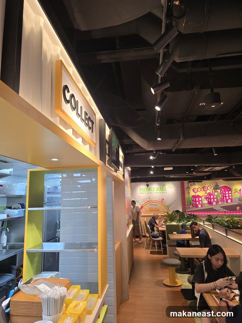 Restaurant Interior with Collect Sign