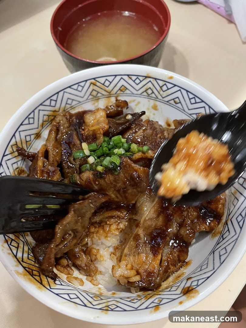 Beef Bowl with Miso Soup