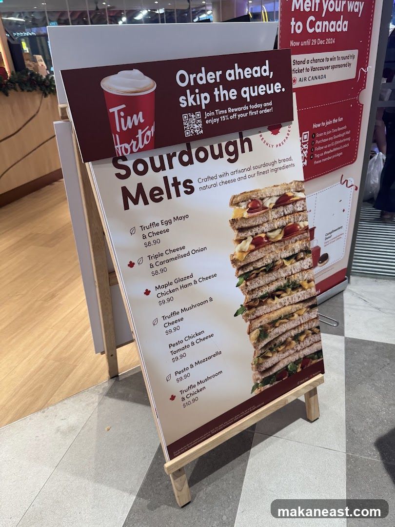 Tim Hortons Sourdough Melts Menu