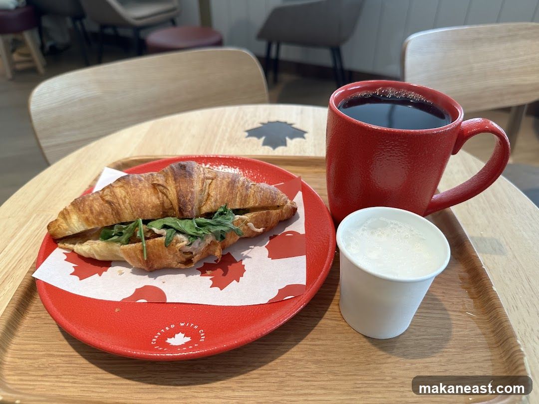 Croissant Sandwich and Coffee