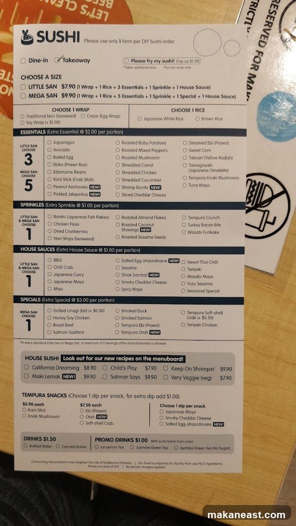 DIY Sushi Order Form